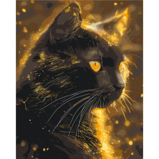 Картина по номерам с красками металлик "Черный кот" 40x50 см
