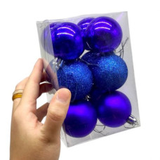Новорічні прикраси 12 штук, діаметр - 4,5 см (СИНІ)