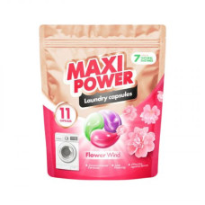 MAXI POWER Капсулы для стирки универсальные Цветочный ветер 11шт MAXI POWER Капсулы для стирки универсальные Цветочный ветер 11шт