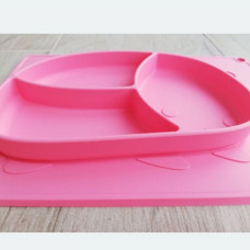 Силиконовая тарелка-коврик Зая (СВЕТЛО-РОЗОВЫЙ)