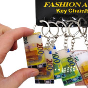 Брелки пластиковые "Деньги евро" (11 см), 12 брелок