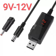 Кабель питания  для роутера с адаптером 9V/12V с переключателем, питание от PowerBank, DC 5.5×2.1 USB-DC