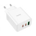 Сетевое зарядное устройство адаптер HOCO C126A Pure 1USB/2Type-C, 40W, поддержка быстрой зарядки PD/QC/FCP/AFC