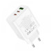 Сетевое зарядное устройство адаптер HOCO C126A Pure 1USB/2Type-C, 40W, поддержка быстрой зарядки PD/QC/FCP/AFC
