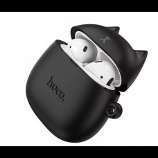 Беспроводные наушники вкладыши в кейсе HOCO EW45 + силиконовый кейс Кот Черный