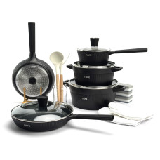 Набор посуды OSFE YD-16, 16 предметов из алюминия. Черный (YD-16) Набор посуды OSFE YD-16, 16 предметов из алюминия. Черный (YD-16)