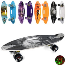 Скейт 60-17 см , алюм, підвіска, ПУ, світло, ручка, антиковзні, MS 0461-7