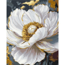 Картина по номерам с красками металлик "Белая пиония" 40х50 см