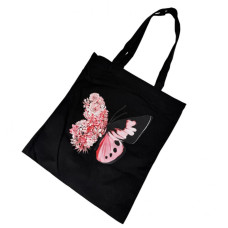 Шопер РОЖЕВИЙ МЕТЕЛИК ЧОРНИЙ 40х34см З БЛИСКАВКОЮ, 25-143-BLACK