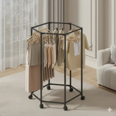 Напольная вешалка для одежды с поворотным механизмом на 360° и колесами Напольная вешалка для одежды с поворотным механизмом на 360° и колесами