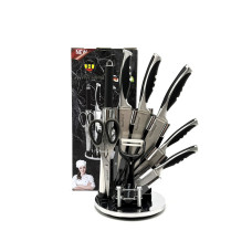 Набор ножей Haus Roland HR610-2, 9 предметов на вращающейся подставке. Серебристый (HR610-2) Набор ножей Haus Roland HR610-2, 9 предметов на вращающейся подставке. Серебристый (HR610-2)