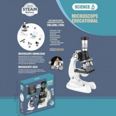Микроскоп 3303 (60) увеличение 100х, 600х и 1200х, инструменты, образец, стеклышки, подсветка, в коробке