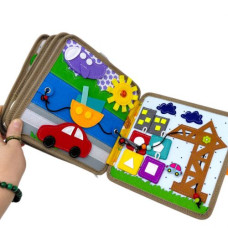 Мʼяка книжка-бізіборд C 69029 (32) фетр, пальчикові ігри, шнурівка, сортер за кольорами, елементи на липучках, в пакеті