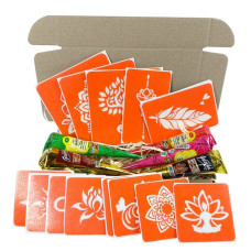 Набор цветной хны с трафаретами для био-тату №4 color-henna-set-04