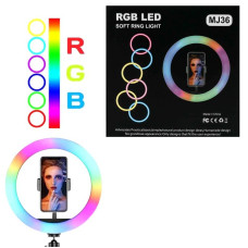 Светодиодная кольцевая RGB лампа для селфи, MJ36 RGB