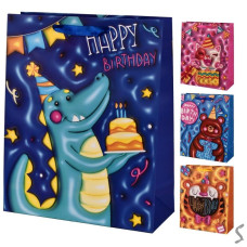 Пакет подарунковий паперовий L "Happy birthday 3D" 30*42*12 см, R98657-L Пакет подарунковий паперовий L "Happy birthday 3D" 30*42*12 см, R98657-L