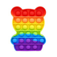Антистресс-игрушка Мишка SL10 POP IT радужный, 12х9,5х1,3 см
