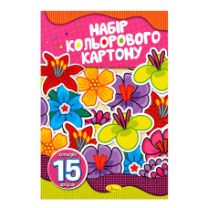 Набор цветного картона АП-1105-4 А4-15, 15 листов, односторонний