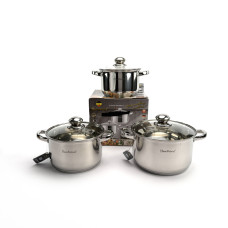 Набор кастрюль Haus Roland HR148-6, 3 шт из нержавеющей стали 2,9/3,9/5,1 л. Серебристый (HR148-6)