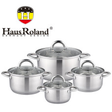 Набор кастрюль Haus Roland HR151-7, 4 шт из нержавеющей стали 1,9/2,7/3,6/4,7 л. Серебристый (HR151-7)