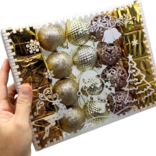 Новорічні прикраси, 20 штук, кульки, подарунки, D = 4,5 см, у слюді