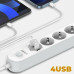 Сетевой фильтр удлинитель 4 евро розетки 4 USB 2м с защитой и заземлением LDNIO SE4432 2500W 10A USB 3.4A