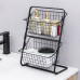 Кухонный металлический органайзер Storage Rack, двухъярусная полка 39×28×18 см, черный