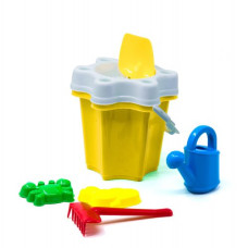 Ведро "Цветочек" с лейкой и песочным набором (желтое)