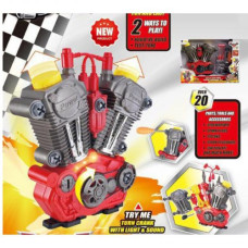 Музыкальный двигатель, конструктор, имитация зажигания двигателя, подсветка, звуки, подвижные элементы, в коробке