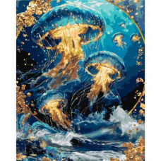 Картина по номерам с красками металлик "Свет медуз над волнами" 40х50 см