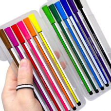 Фломастери шестигранні у пластиковій коробці 12 кольорів