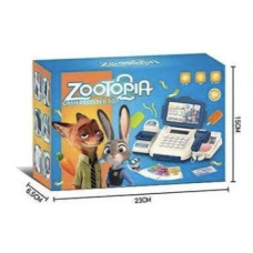 Кассовый аппарат калькулятор "Зоотрополис / Zootopia", сканер имеет красную подсветку, монеты, купюры, банковская карта (розовый)