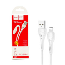 Кабель Hoco X37 iPhone-USB, Екстра міцність з анти-вигином, 1м, 2,4A, Білий, 90652