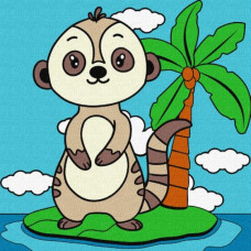 КАРТИНА ПО НОМЕРАМ ДЛЯ ДЕТЕЙ "ЛЕМУР" 25х25см