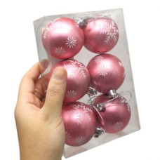Новорічні прикраси, 6 штук, кульки, D=6 см, у слюді