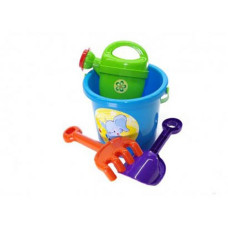 Ведро с песочным набором и лейкой (голубое)
