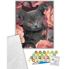 Картина по номерам "Серый котик" 40х50 см
