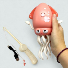 Танцующий кальмар, детская музыкальная интерактивная игрушка на аккумуляторе, USB (РОЗОВЫЙ)