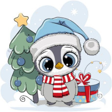 Картина по номерам "Пингвин у елки" 30х30 см