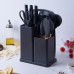 Силиконовый кухонный набор принадлежностей с деревянной ручкой Kitchenware Set 19 предметов Чёрный со
