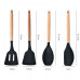 Силиконовый кухонный набор принадлежностей с деревянной ручкой Kitchenware Set 19 предметов Чёрный со