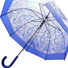Парасолька напівавтомат, поглиблений купол, d=80 см, довжина: 81 см, 8 спиць, тростина, (СИНЯ)