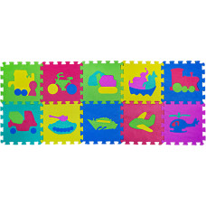 Детский развивающий коврик-пазл Транспорт EVA0632, 10 деталей, 28,5х28,5х0,8 см