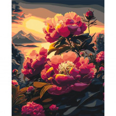 Картина по номерам "Пионы на закате" 40x50 см
