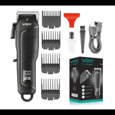 Профессиональная машинка для стрижки беспроводная аккумуляторная LED-дисплей VGR V-683 Черная + 4 насадки Профессиональная машинка для стрижки беспроводная аккумуляторная LED-дисплей VGR V-683 Черная + 4 насадки