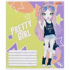 Тетрадь ЦВЕТНАЯ на 12 листов Клетка "PRETTY GIRL" (20 ШТ)