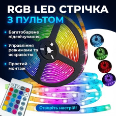 УЦЕНКА! Светодиодная лента с пультом управления и блоком питания SMD 3528 5м (Плохая упаковка 3372)