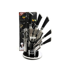 Набор ножей Haus Roland HR615-2, 9 предметов на вращающейся подставке. Серебристый (HR615-2) Набор ножей Haus Roland HR615-2, 9 предметов на вращающейся подставке. Серебристый (HR615-2)