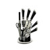Набор ножей Haus Roland HR615-2, 9 предметов на вращающейся подставке. Серебристый (HR615-2)
