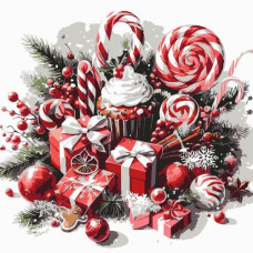 Картина по номерам "Рождественские сладости" 30х30 см